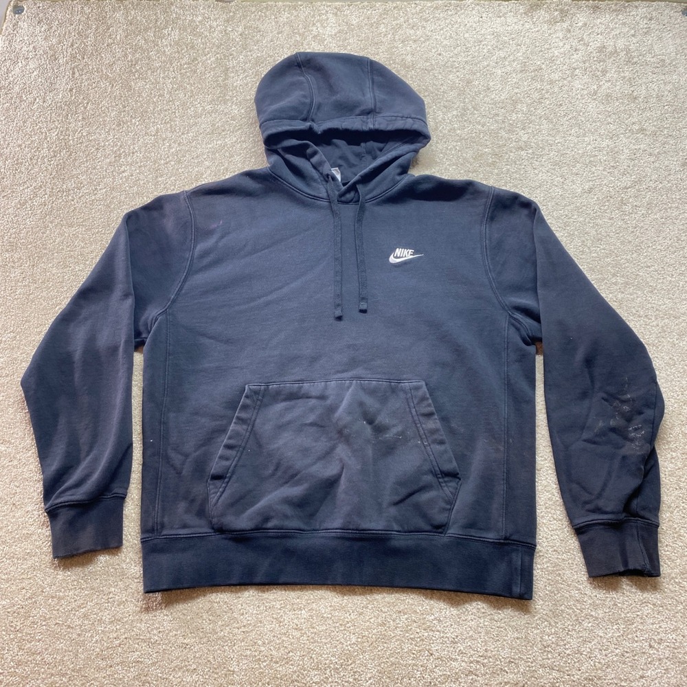Nike Sweater Mens Medium Black Sportswear Club Pullover Hoodie Long Sleeve